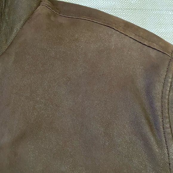 Mens Columbia Brown Soft Leather Zip Up Mock Neck Cotton Lined Casual Coat. Sz-L - Picture 14 of 16